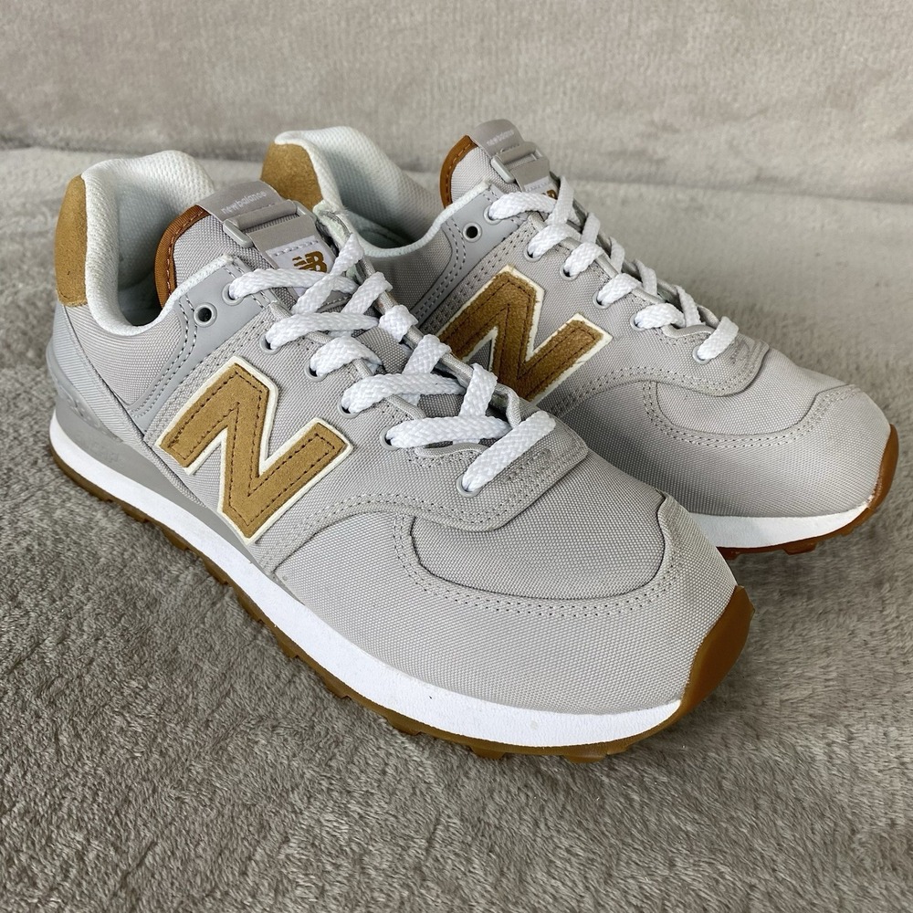 New Balance 574 Core Mens 8 Women 9.5 Gray Gold Suede Shoes ML574BM2 NEW